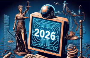 Computer screen showing 2026 and images of legal justice.